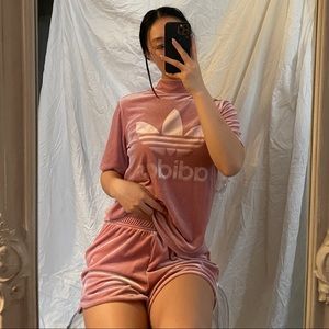 Adidas velvet lounge set top and bottom